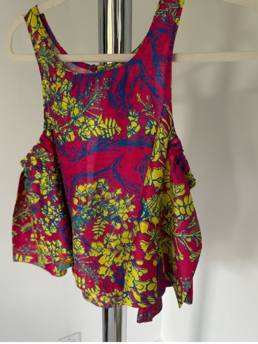 CONIGLIO PALM BEACH SHIFT SILK TANK pink purple floral cropped  free size